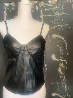 Bustier faux leather size medium. Almost Famous Top.